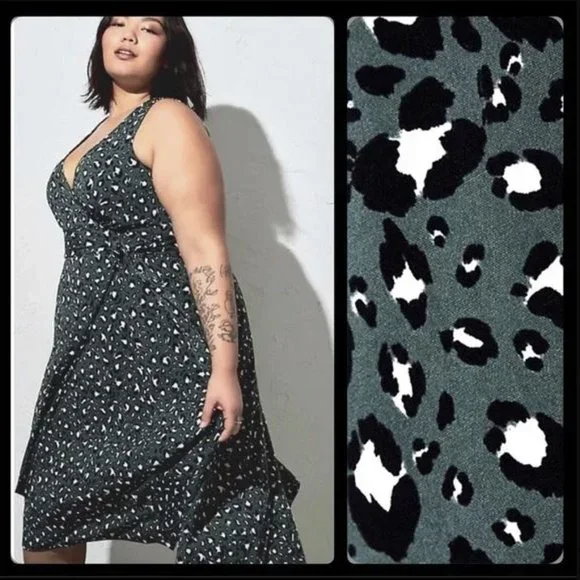slim fit dress slacks Ailyn V-Neck Mini Dress | Green Leopard | Womens